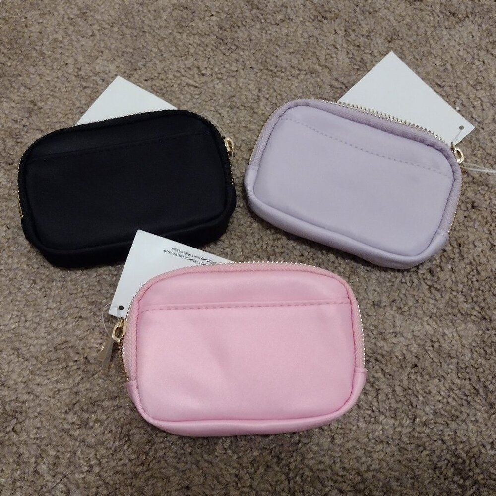 Hobby Lobby nylon micro pouches set of 3: black, pink, purple